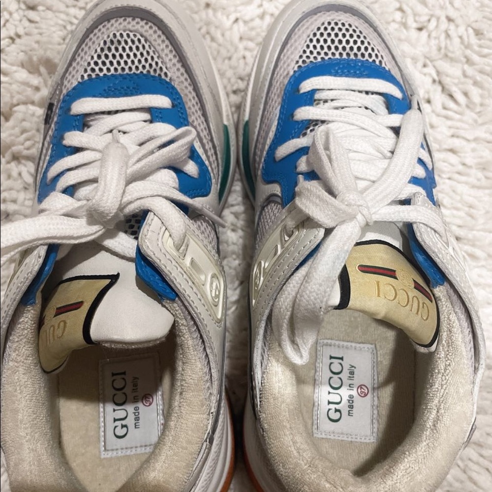 New Gucci Ultrapace Leather & Mesh Sneaker,White - Picture 1 of 8